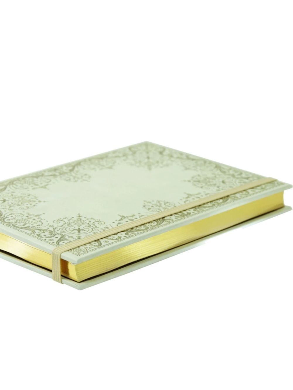 Gilded Ivory gold-foiled embossed cover gilded pages elastic closure journal